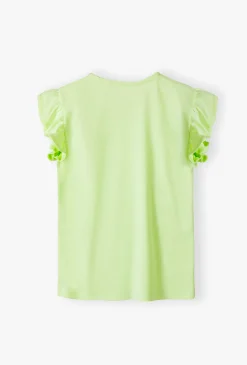 T-shirt dziewczęcy z falbankami przy rękawach