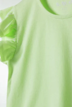 T-shirt dziewczęcy z falbankami przy rękawach