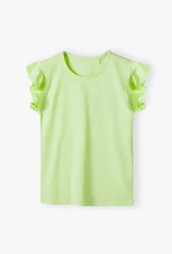 T-shirt dziewczęcy z falbankami przy rękawach