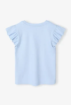 T-shirt dziewczęcy z motylkowymi rękawkami