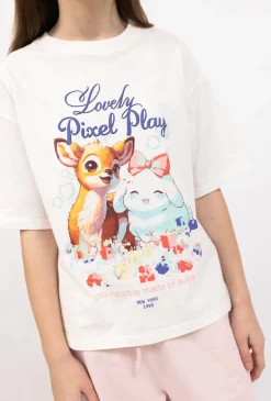 T-shirt dziewczęcy z nadrukiem zwierząt