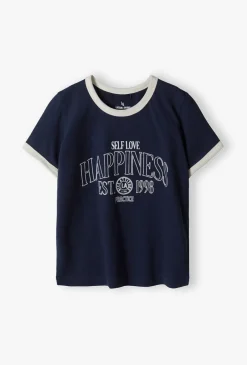 T-shirt dziewczęcy z napisem HAPPINESS