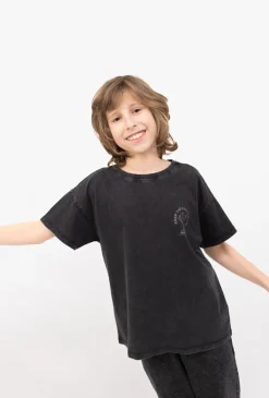 T-shirt oversize z efektem sprania „Lornetka”