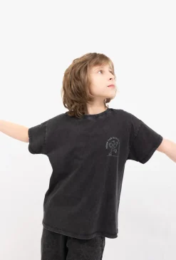 T-shirt oversize z efektem sprania „Lornetka”