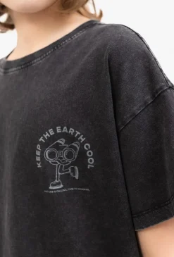 T-shirt oversize z efektem sprania „Lornetka”