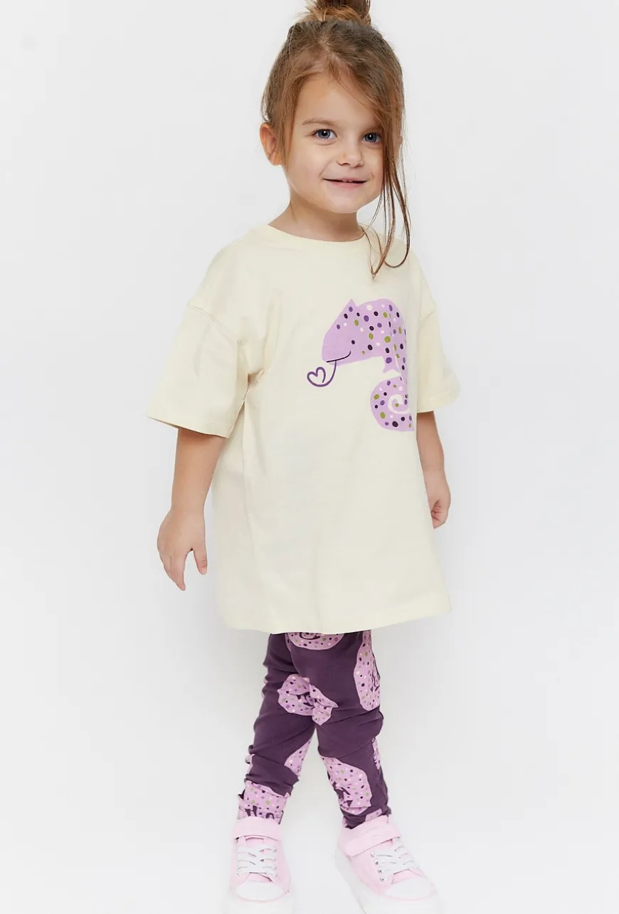 T-shirt oversize z nadrukiem kameleona
