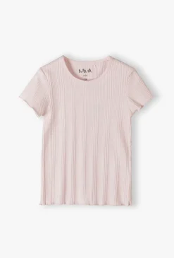 T-shirt prążkowany dla dziewczynki