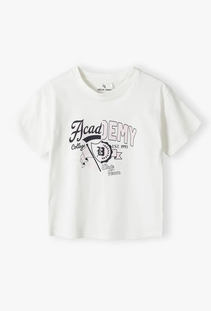 T-shirt pudełkowy dla dziewczynki - Academy - Lincoln&Sharks