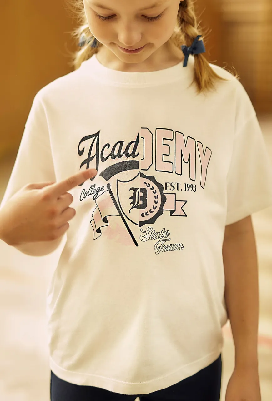 T-shirt pudełkowy dla dziewczynki - Academy - Lincoln&Sharks
