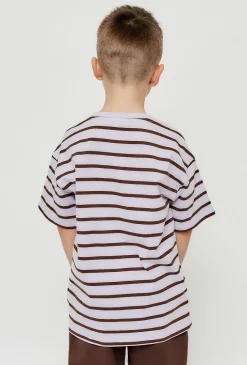 T- shirt w fioletowo - brązowe paski - Limited Edition
