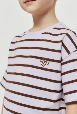 T- shirt w fioletowo - brązowe paski - Limited Edition