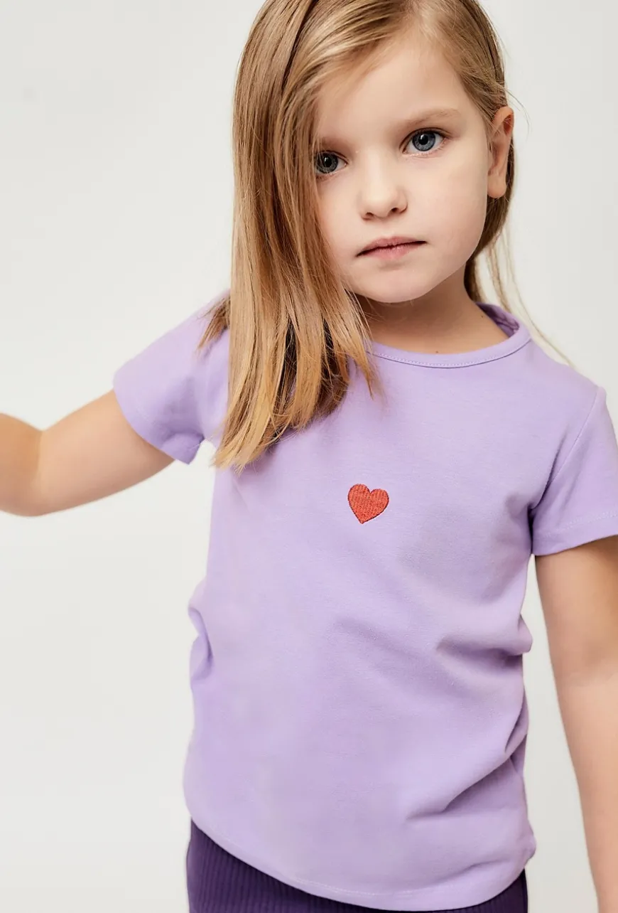 T-shirty dla dziewczynki - czerwony i fioletowy 2pak