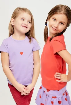 T-shirty dla dziewczynki - czerwony i fioletowy 2pak