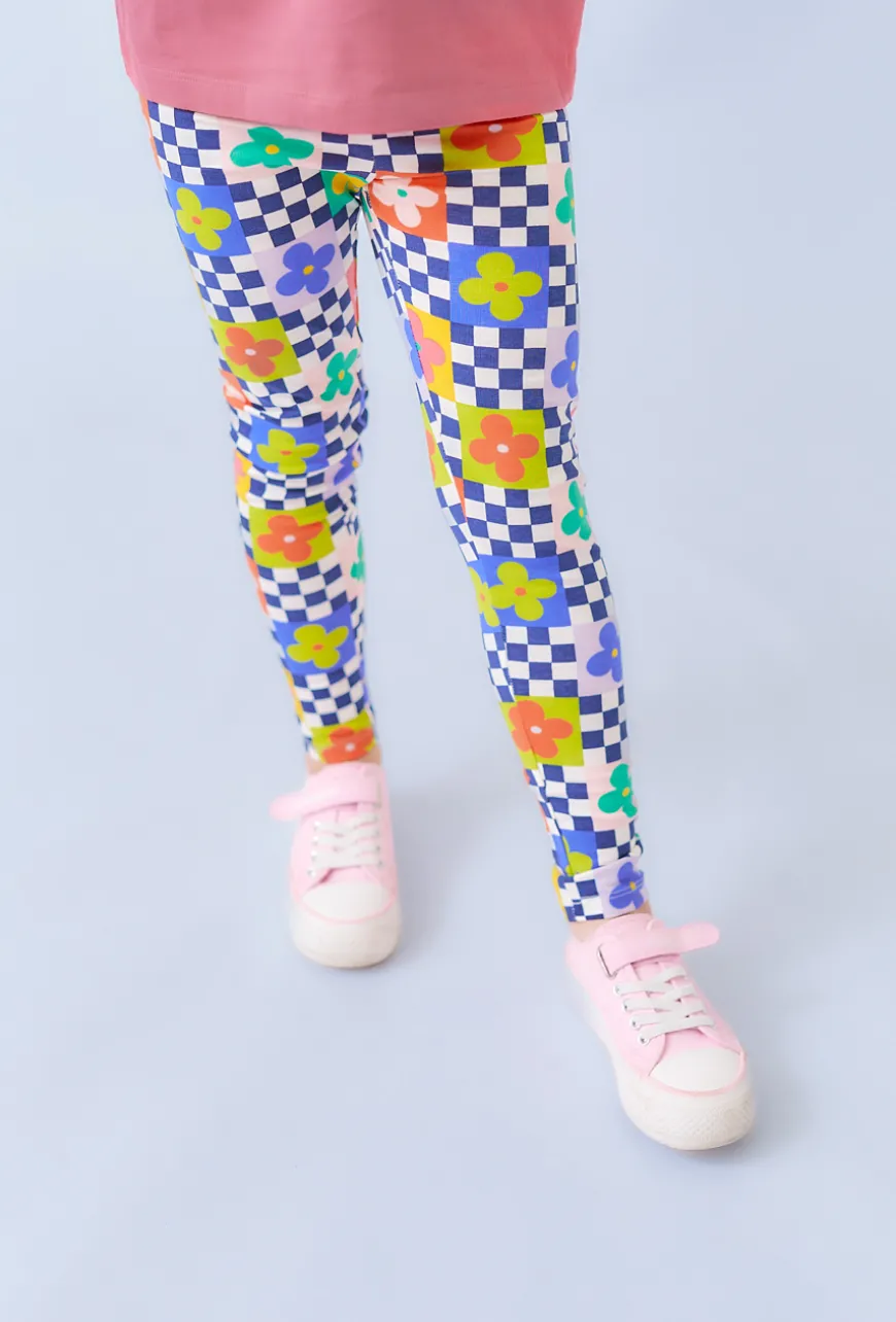 Wielokolorowe legginsy dziewczęce kolorowy print