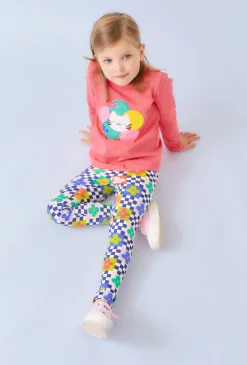 Wielokolorowe legginsy dziewczęce kolorowy print