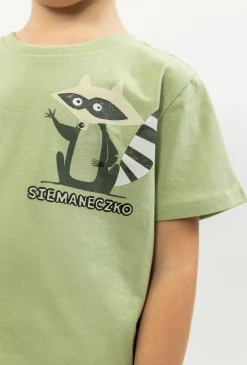 Zielona koszulka chłopięca z szopem 01I4718-6414