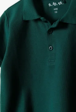 Zielony t-shirt chłopięcy kołnierzykiem polo - 5.10.15.