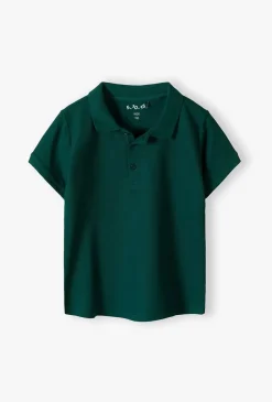 Zielony t-shirt chłopięcy kołnierzykiem polo - 5.10.15.