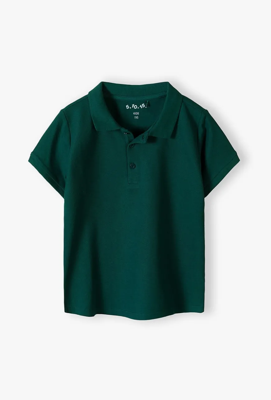Zielony t-shirt chłopięcy kołnierzykiem polo - 5.10.15.
