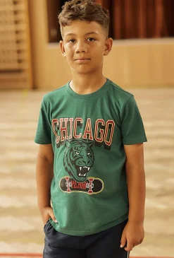 Zielony t-shirt dla chłopca - Chicago - Lincoln&Sharks