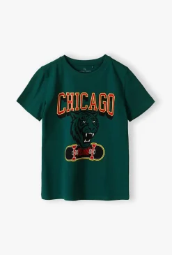 Zielony t-shirt dla chłopca - Chicago - Lincoln&Sharks