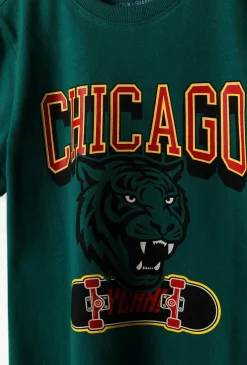 Zielony t-shirt dla chłopca - Chicago - Lincoln&Sharks