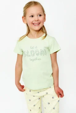 Zielony t-shirt dziewczęcy z miękkiej bawełny