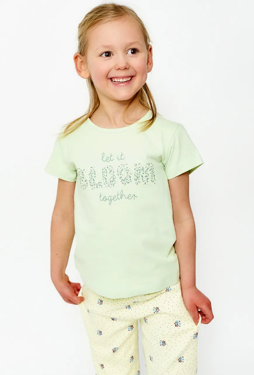 Zielony t-shirt dziewczęcy z miękkiej bawełny