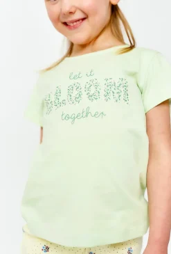 Zielony t-shirt dziewczęcy z miękkiej bawełny