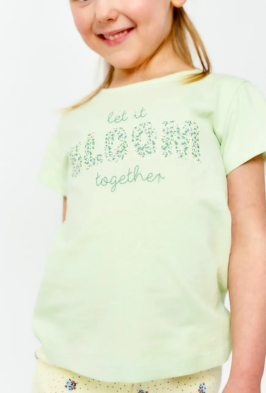 Zielony t-shirt dziewczęcy z miękkiej bawełny