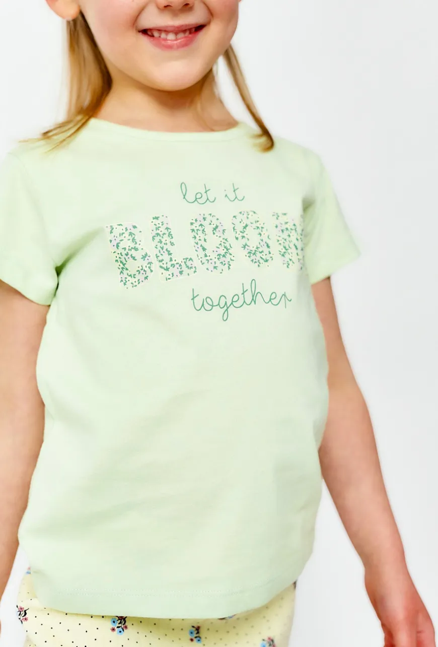 Zielony t-shirt dziewczęcy z miękkiej bawełny